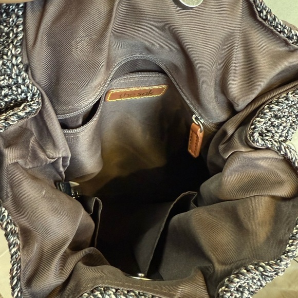 The Sak Avalon Black Gray Crochet Knit Convertible Backpack